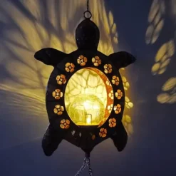 OBOSOE Vindspel med Solcell & Sköldpadda – Månformad Lampa för Trädgård, Balkong & Gåva till Mamma eller Mormor