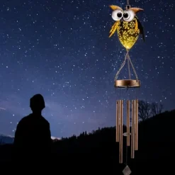 OBOSOE Vindspel med Solcell – Uggla i Metall för Trädgård, Altan och Gåvor till Mamma & Mormor