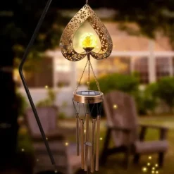 OBOSOE Vindspel Med Solcell LED – Sprucken Glasboll, Trädgårdsdekoration Utomhusbelysning, Present Till Mamma Och Kvinnor