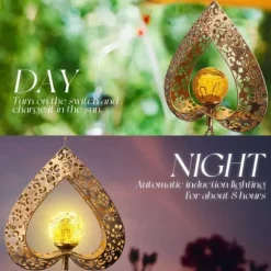 OBOSOE Vindspel Med Solcell LED – Sprucken Glasboll, Trädgårdsdekoration Utomhusbelysning, Present Till Mamma Och Kvinnor