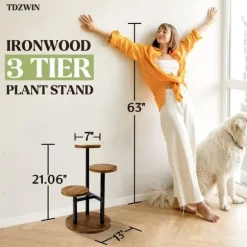 OBOSOE 3-vånings plantställ för inomhus - Hörnmonterat blomsterställ i metall