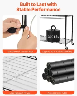 Odlingshylla med växtbelysning - Inomhus växtställ 6 våningar - 180 cm - Hjul - Timer 4/9/14 h - 150 W fullspektrum 3 färger - För fröstart