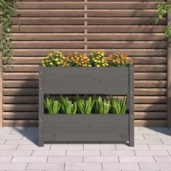 Odlingslåda grå 77x25x66 cm massiv furu