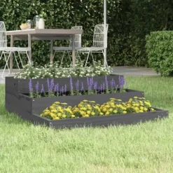 Odlingslåda grå 78x78x27 cm massiv furu