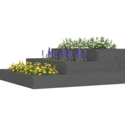 Odlingslåda grå 78x78x27 cm massiv furu