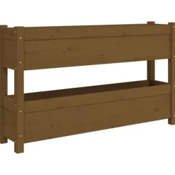 Odlingslåda honungsbrun 112x25x66 cm massiv furu