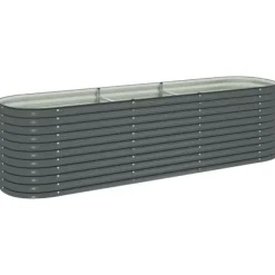 Odlingslåda i galvaniserat stål - Perfekt för trädgård och balkong | Färg: Grå | Storlek: 320x80x81 cm