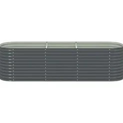 Odlingslåda i galvaniserat stål - Perfekt för trädgård och balkong | Färg: Grå | Storlek: 320x80x81 cm