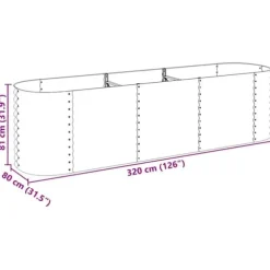 Odlingslåda i galvaniserat stål - Perfekt för trädgård och balkong | Färg: Grå | Storlek: 320x80x81 cm