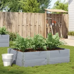 Odlingslåda i massiv furu - Staplingsbar och vikbar design | Färg: Grå | Storlek: 150x100 cm