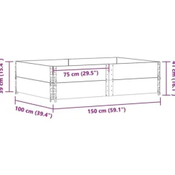 Odlingslåda i massiv furu - Staplingsbar och vikbar design | Färg: Grå | Storlek: 150x100 cm