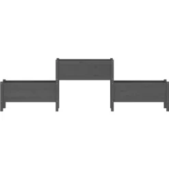 Odlingslåda i massiv furu - Upphöjd planteringsenhet med 3 blomlådor | Färg: Grå | Storlek: 245,5x44x75 cm