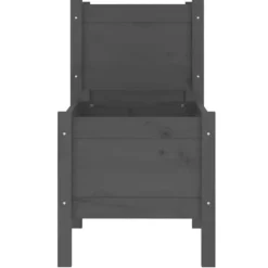 Odlingslåda i massiv furu - Upphöjd planteringsenhet med 3 blomlådor | Färg: Grå | Storlek: 245,5x44x75 cm