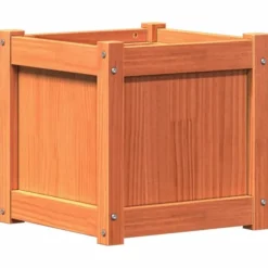 Odlingslåda i massiv furu - Perfekt för trädgård och balkong | Färg: Vaxbrun | Storlek: 40x40x40 cm