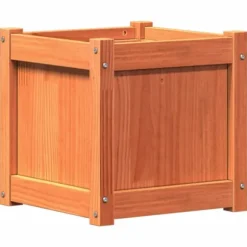 Odlingslåda i massiv furu - Perfekt för trädgård och balkong | Färg: Vaxbrun | Storlek: 40x40x40 cm