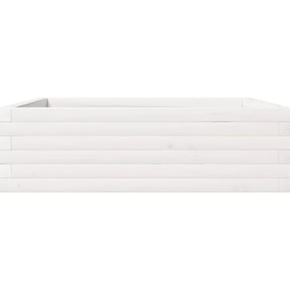 Odlingslåda i massiv furu 80x80x23 cm - Perfekt för blommor och växter | Färg: Vit | Storlek: 80x80x23 cm