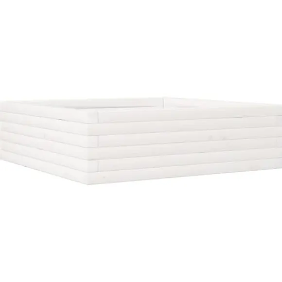 Odlingslåda i massiv furu 80x80x23 cm - Perfekt för blommor och växter | Färg: Vit | Storlek: 80x80x23 cm
