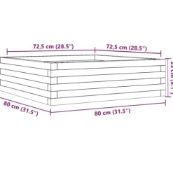 Odlingslåda i massiv furu 80x80x23 cm - Perfekt för blommor och växter | Färg: Vit | Storlek: 80x80x23 cm