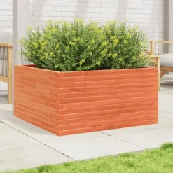 Odlingslåda i massiv furu - Trädgårdsbänk | Färg: Vaxbrun | Storlek: 90x90x46 cm