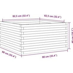 Odlingslåda i massiv furu - Trädgårdsbänk | Färg: Vaxbrun | Storlek: 90x90x46 cm
