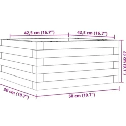 Odlingslåda i massiv furu - Perfekt för blommor och växter | Färg: Vit | Storlek: 50x50x23 cm