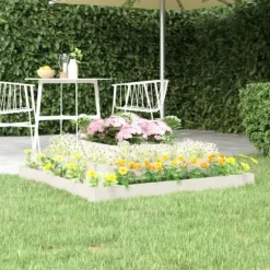 Odlingslåda i massiv furu - Planteringslåda med 3 våningar | Färg: Vit | Storlek: 110x110x27 cm