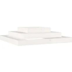 Odlingslåda i massiv furu - Planteringslåda med 3 våningar | Färg: Vit | Storlek: 110x110x27 cm
