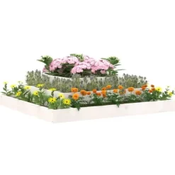 Odlingslåda i massiv furu - Planteringslåda med 3 våningar | Färg: Vit | Storlek: 110x110x27 cm