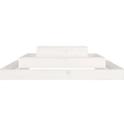 Odlingslåda i massiv furu - Planteringslåda med 3 våningar | Färg: Vit | Storlek: 110x110x27 cm
