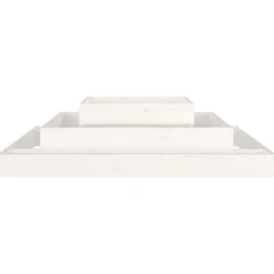 Odlingslåda i massiv furu - Planteringslåda med 3 våningar | Färg: Vit | Storlek: 110x110x27 cm