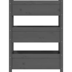 Odlingslåda i massiv furu - Stabil design med 3 blomlådor | Färg: Grå | Storlek: 77x25x104,5 cm