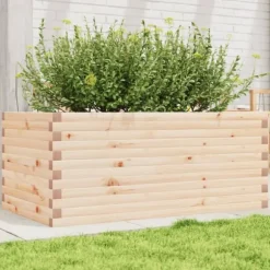 Odlingslåda i massivt furuträ - Robust och rymlig | Storlek: 110x60x45,5 cm | Färg: Natur