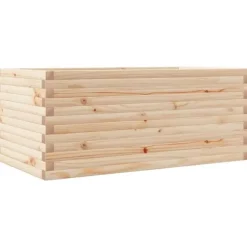 Odlingslåda i massivt furuträ - Robust och rymlig | Storlek: 110x60x45,5 cm | Färg: Natur
