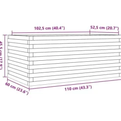 Odlingslåda i massivt furuträ - Robust och rymlig | Storlek: 110x60x45,5 cm | Färg: Natur