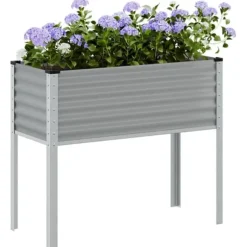 Odlingslåda i stål - Väderbeständig planteringslåda | Färg: Grå | Storlek: 100x41x90 cm