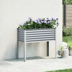 Odlingslåda i stål - Väderbeständig planteringslåda | Färg: Grå | Storlek: 100x41x90 cm