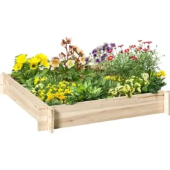 Odlingslåda i trä - Odlingsbädd - 100 x 100 x 16 cm - Fyrkantig - Natur