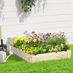 Odlingslåda i trä - Odlingsbädd - 100 x 100 x 16 cm - Fyrkantig - Natur