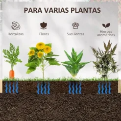 Odlingslåda i trä - Odlingsbädd - 100 x 100 x 16 cm - Fyrkantig - Natur