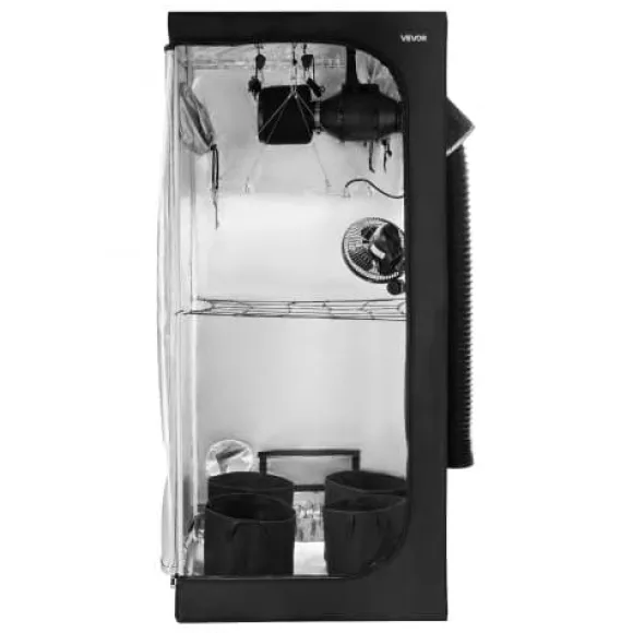 Odlingslåda Kit, 80x80x180 cm, Svart, Inomhus Växtodlingssystem