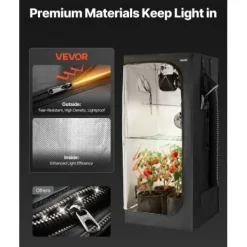 Odlingslåda Kit, 80x80x180 cm, Svart, Inomhus Växtodlingssystem