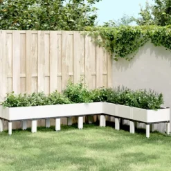 Odlingslåda med ben vit 200x160x42 cm PP