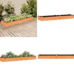 Odlingslåda med foder brun 240x60x25 cm massivt granträ - Upphöjd Odlingslåda - Upphöjd Odlingslåda Med Foder - Home & Living