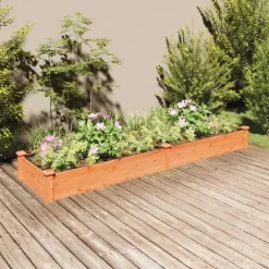 Odlingslåda med foder brun 240x60x25 cm massivt granträ - Upphöjd Odlingslåda - Upphöjd Odlingslåda Med Foder - Home & Living