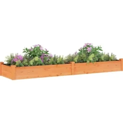 Odlingslåda med foder brun 240x60x25 cm massivt granträ - Upphöjd Odlingslåda - Upphöjd Odlingslåda Med Foder - Home & Living