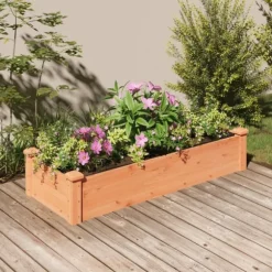 Odlingslåda med foder brun 120x45x25 cm massivt granträ