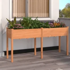 Odlingslåda med foder brun 161x45x76 cm massivt granträ