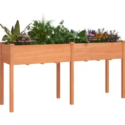 Odlingslåda med foder brun 161x45x76 cm massivt granträ