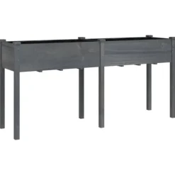 Odlingslåda med foder grå 161x45x76 cm massivt granträ