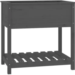 Odlingslåda med hylla grå 82,5x54x81 cm massiv furu
